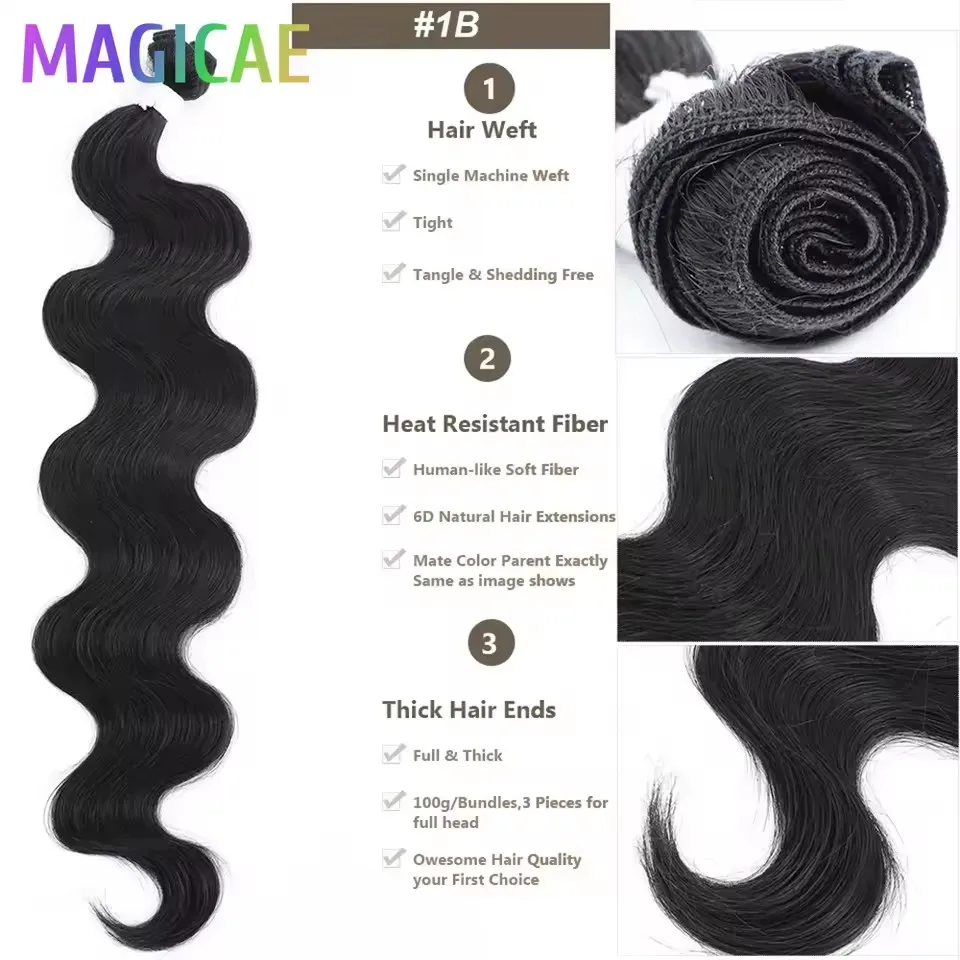 Magicae 26 InchES Body Wave Blond 613 Wit Synthetisch Haar Bundels Piano Bruin Weave Hoge Temperatuur Hair Extensions