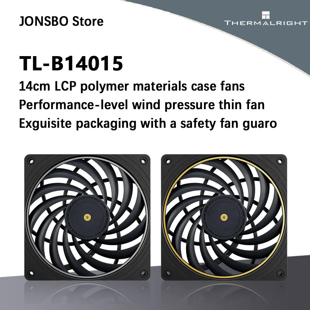 

Thermalright TL-B14015 Тонкий вентилятор 14 см LCP Полимерный материал Лопасти вентилятора Двойные шарикоподшипники Трехфазный шестиполюсный двигатель 140x140x15