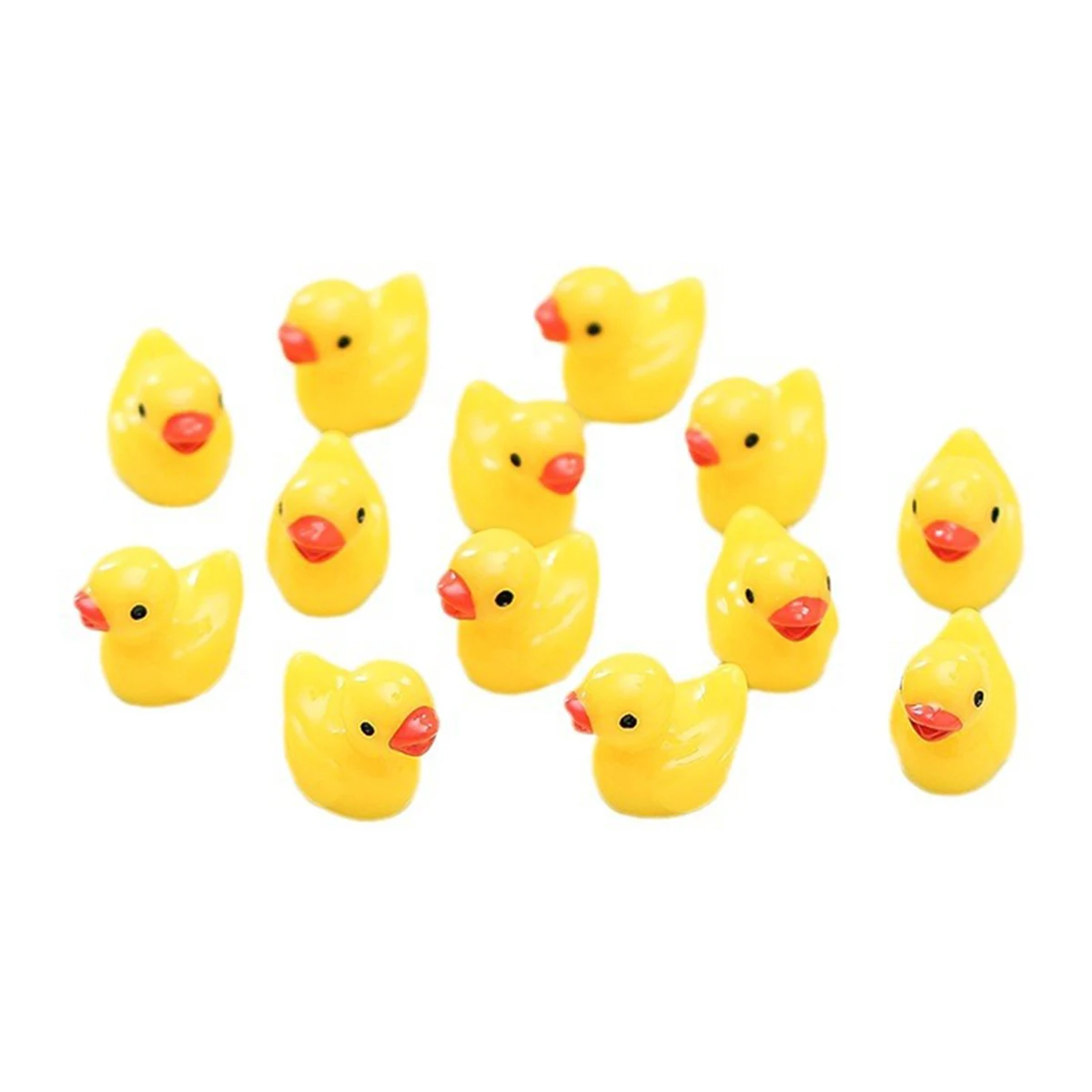 50pcs Mini Cute Resin Ducks Tiny Duck Figures Ornament Plastic Ducks Miniature Yellow Ducks for Dollhouses Garden Decoration