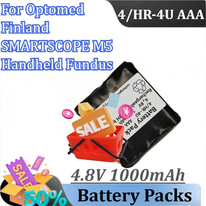 SWZY For Optomed Finland SMARTSCOPE M5 Handheld Fundus Camera Battery 4/HR-4U AAA 4.8V 1000mAh Camera NI-MH Battery Pack