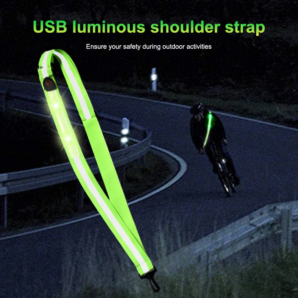 USB Rechargeable Reflective Walking Gear LED Reflective Belt Safety Reflective Running Gear Reflective Band for Night Running