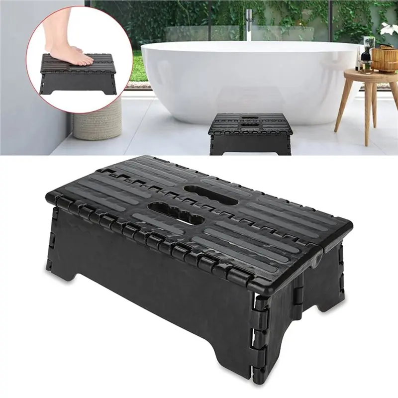 2025 حار نمط الحمام استخدام خطوة البراز للطي المحمولة سلم أسود لكبار السن الحوامل السفر #5