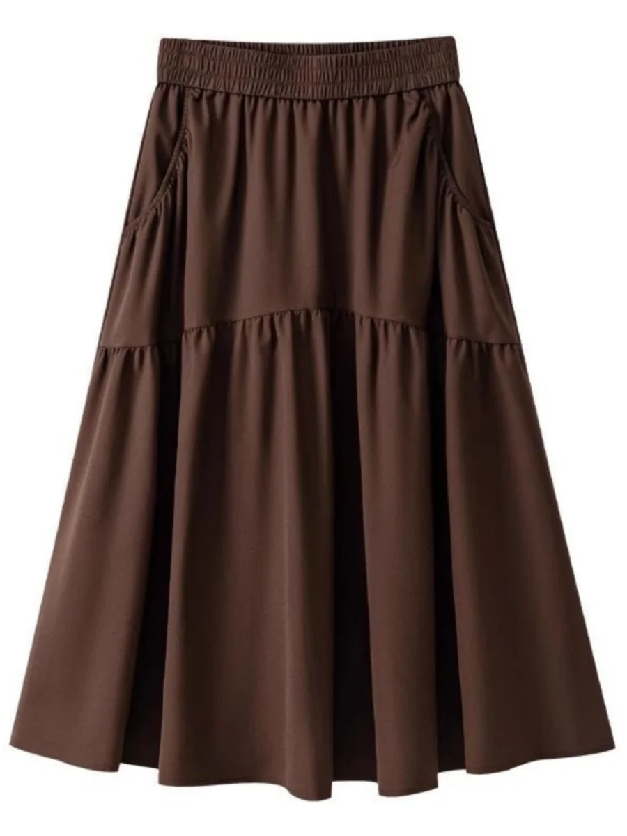 

Элегантная асимметричная юбка с высокой талией для женщин, весенне-летняя юбка-солнце, стройнящая, скрывающая бедра, универсальная повседневная пышная юбка