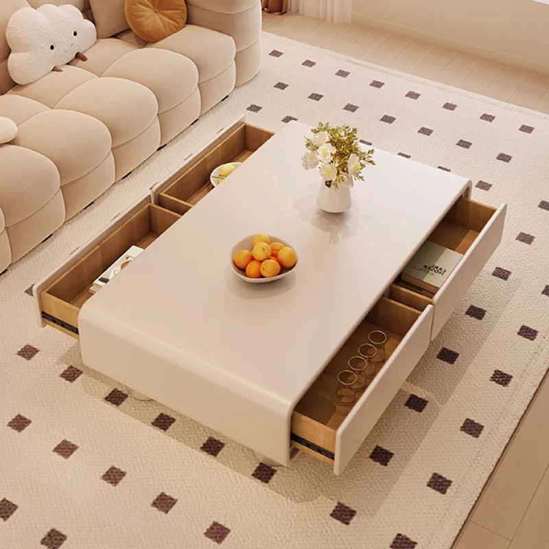 Meja Kopi Putih Krem Desain Modern Pesta Santai Kreatif Estetika Meja Samping Trendi Furnitur Unik Meubles Eropa