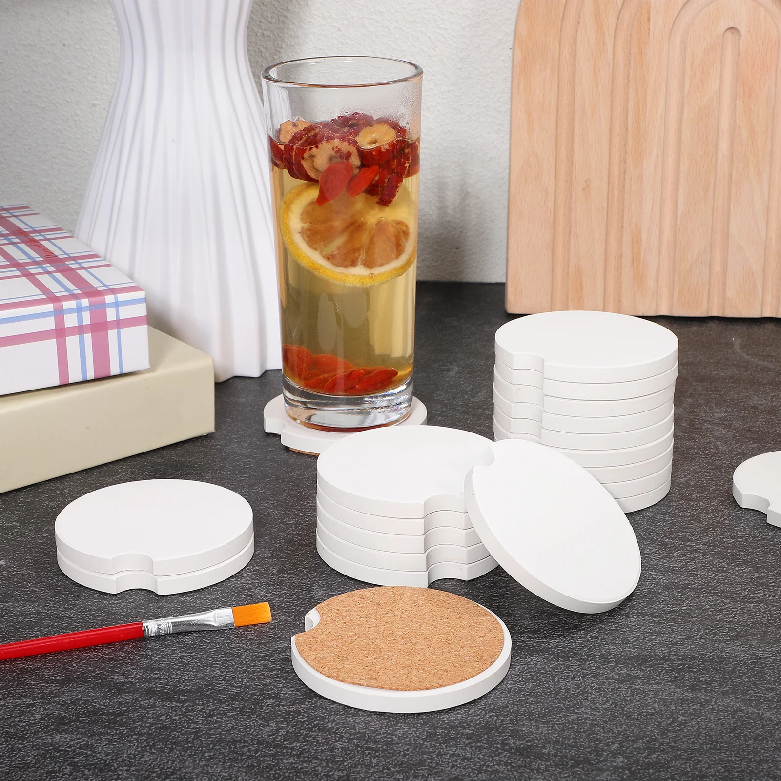 

24Pcs Sublimation Car Coasters Ceramic Cup Holder Mats Round Blank Coasters for Crafts DIY Car Cup Mats Durable and Stable