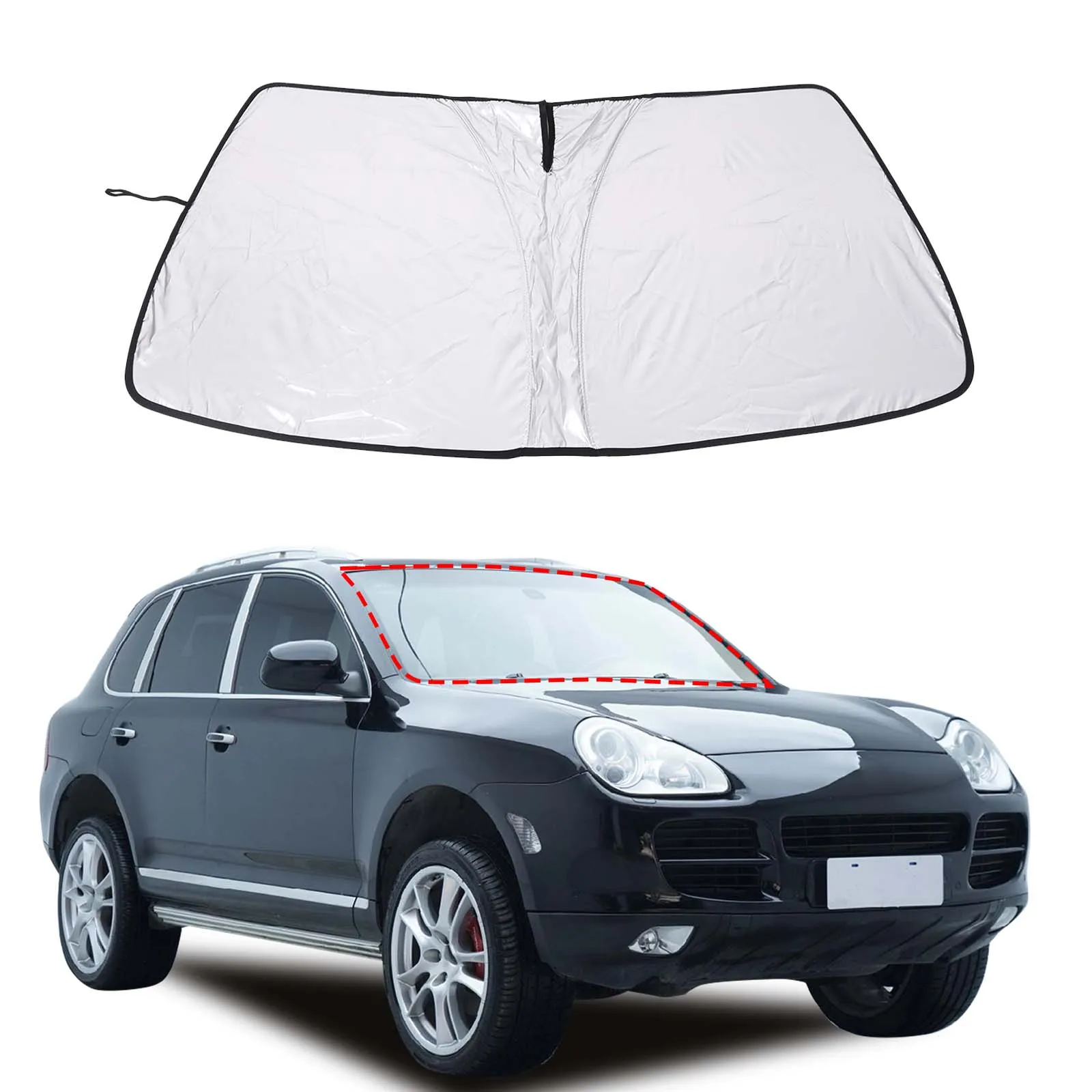 

For Porsche Cayenne 2008 front glass sunshade Car front glass sunshade Insulated curtain 1pcs (memory wire model)