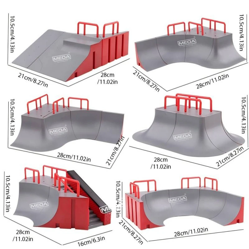 DIY Finger Skateboard Park Kit with BMX Fingerboard Park Combo with Corner Roll-in Ramp and Stair Finger Skatepark Training Toys