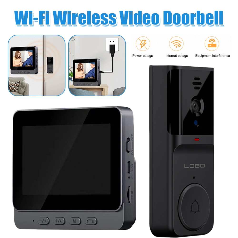 Drahtlose Türklingel 2,4 G Wi-Fi Smart Video Türklingel 4,3 Zoll IPS Display Video Intercom Türklingel 2-Wege Audio Infrarot Nachtsicht