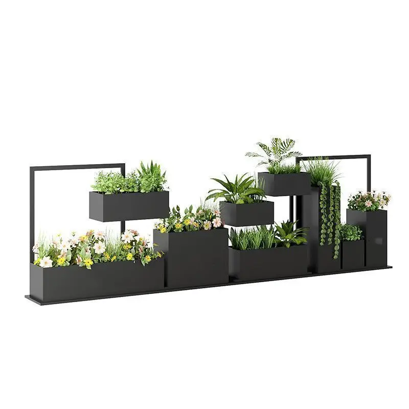 

Creative flower stand partition wrought iron flower box anti-rust metal flower groove combination outer pendulum fence decoratio