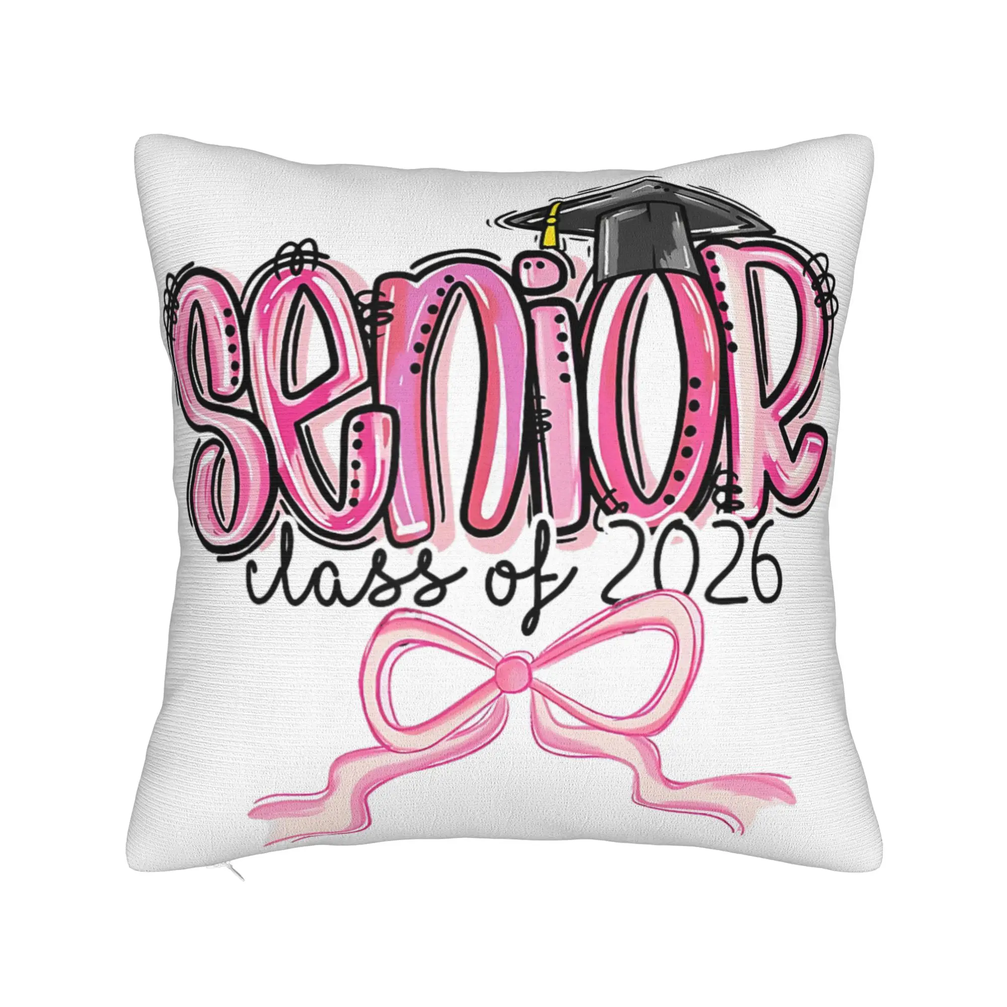 Decorative Pillowcases Class of 2026 Senior Graduation Stuff Home  Throw Pillow Case Cover Square Multiple Sizes