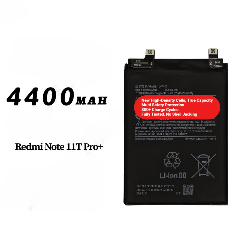 BP4C for Xiaomi Redmi Note 11T Pro Plus Phone Battery 0 Cycle  High Capacity Battery Replacement Bateria Grade A Cell with Tools