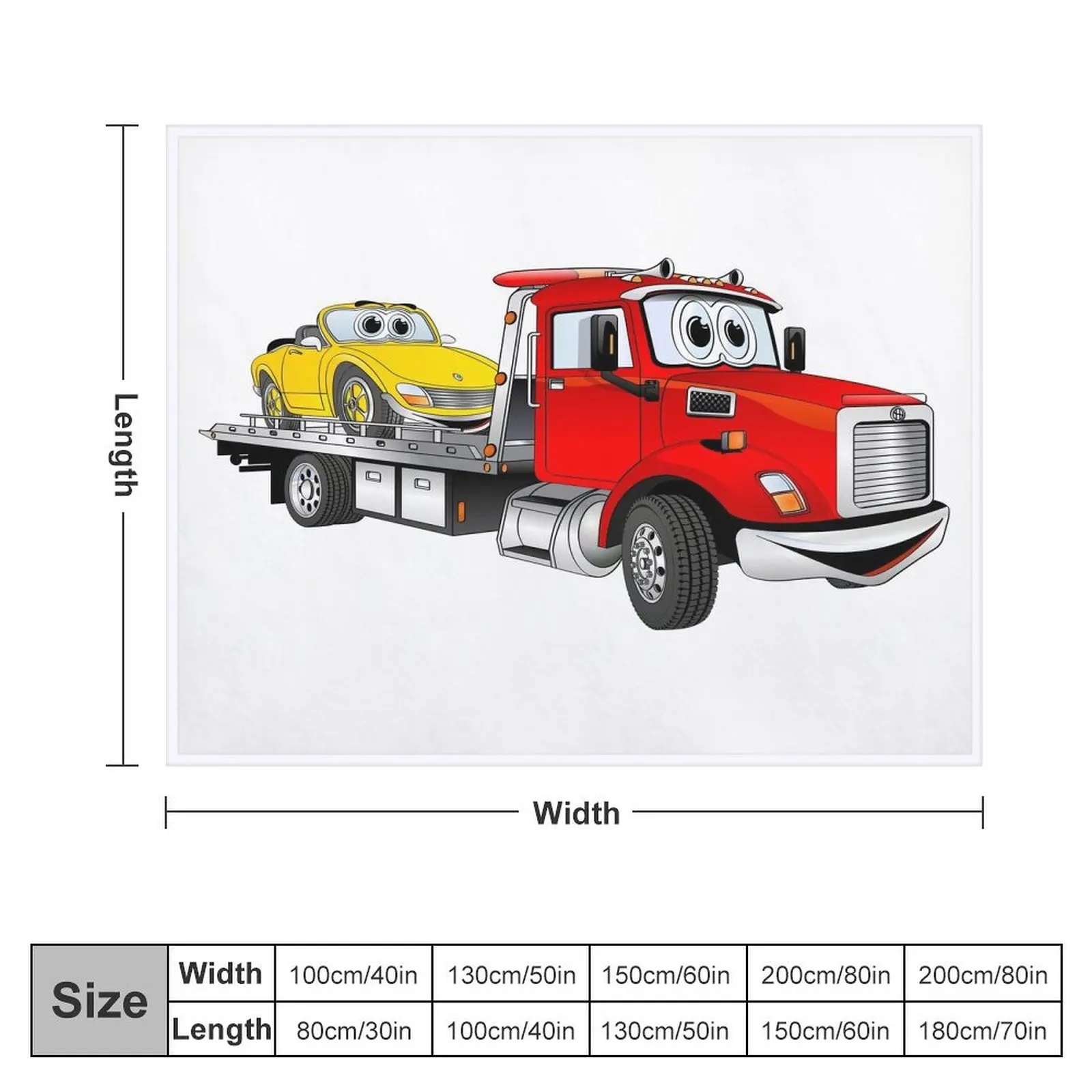 Red Tow Truck Flatbed Cartoon Throw Blanket Baby Cute Plaid Blankets