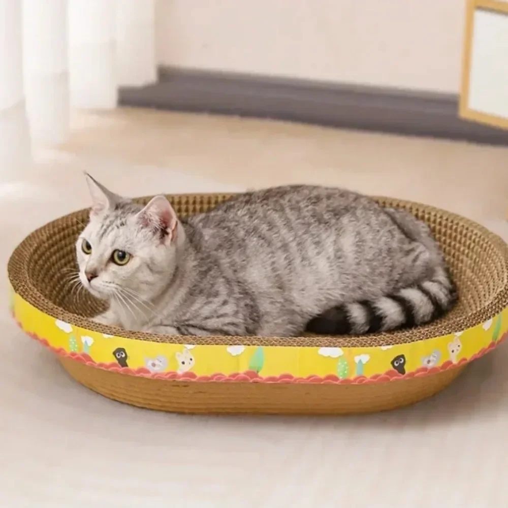 Bed Cats Scraper Scratching Board Claw Grinding Toys Oval Corrugated Wear-resistant  Nest Pets Supplies Pet Scraper Home