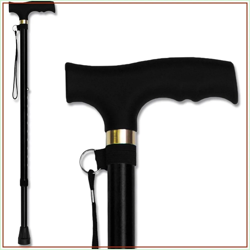 

Adjustable Walking Cane - Lightweight Aluminum Offset Cane with Ergonomic Handle and Wrist Strap for Daily Mobility Aid