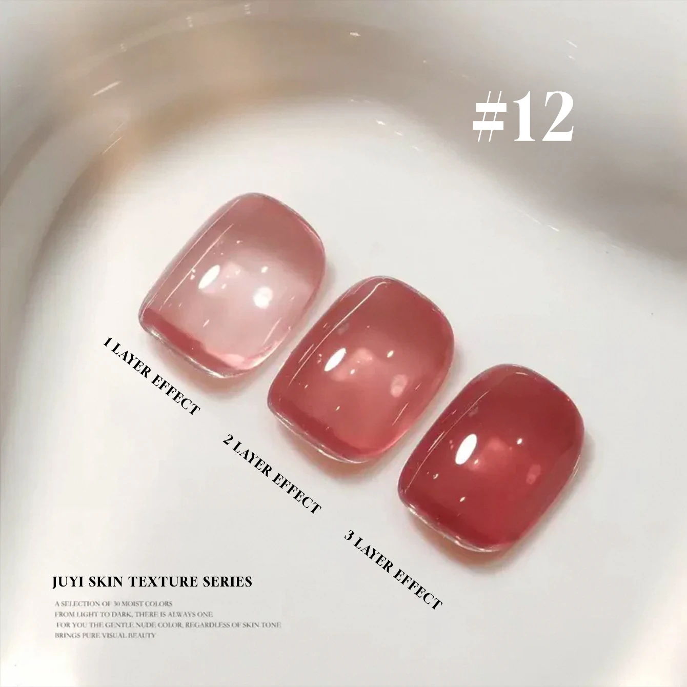 

01-12PCS 2025 New Nail Art Fashion Phototherapy Ice Transparent Jelly Jade Fat Transparent Nude Lotus Pink Shiny Nail Polish Gel