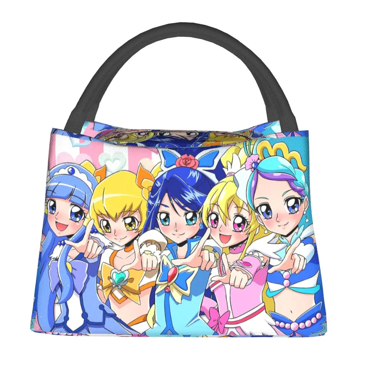 Smile Precure Lunch Bags Insulated Bento Box Resuable Lunch Tote Picnic Bags Cooler Thermal Bag for Woman Kids Travel