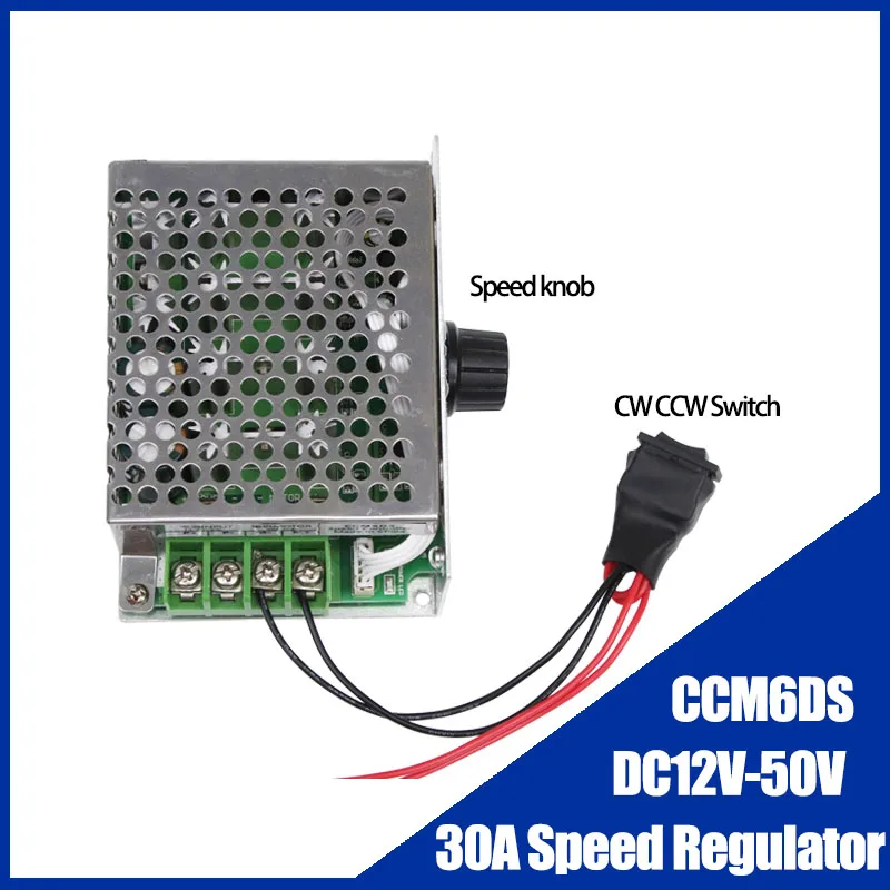 

CCM6DS PLC PWM DC Motor Speed Regulator 6V 12V 24V 50V 30A Switch Stepless Adjustable Speed Can CW CCW Speed Controller