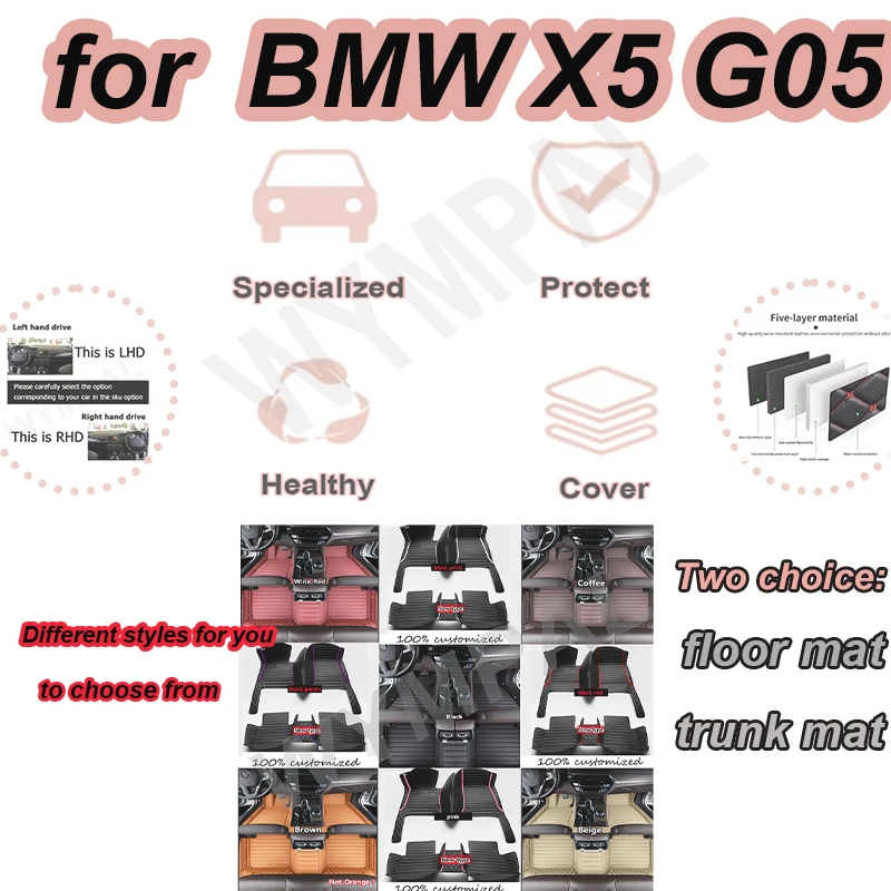 

РОСКОШНЫЕ автомобильные коврики для BMW X5 G05 2019 ~ 2022 Ковер Кожаный коврик Пол Роскошный прочный коврик Автозапчасти для салона Автомобильные аксессуары