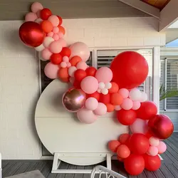84pcs Red Balloons Arch Garland Kit Pink Coral White Latex Ballon Wedding Bride to Be Bridal Shower Anniversary Decor Supplies