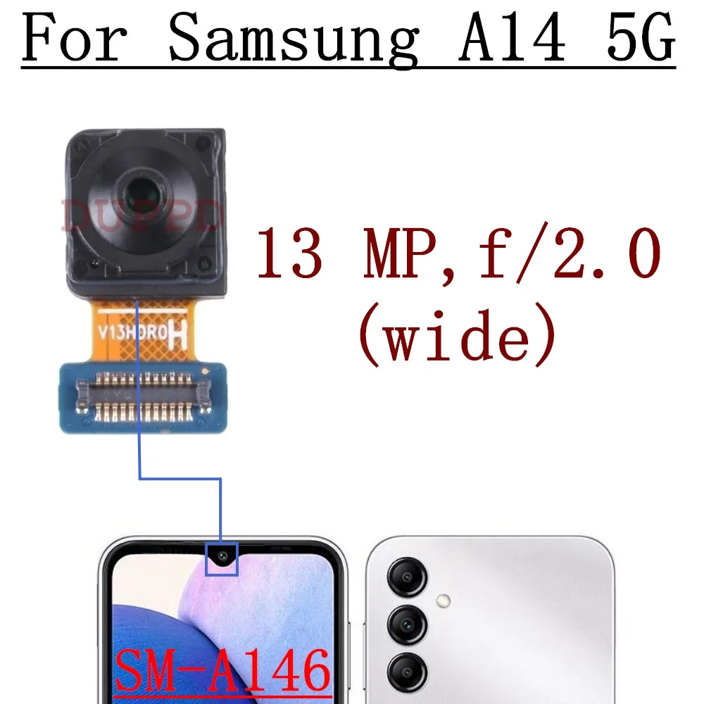 Rear Front Camera For Samsung Galaxy A14 4G/5G A145 A146 Frontal Selfie Wide Backside Back Camera Module Spare