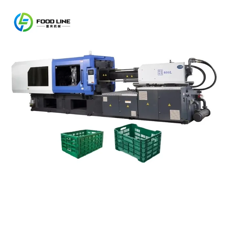 Customized Automatic 600ton  Electric Pre-plasticizing Injection Molding Machine for Fruit Basket Plastic Crate Making