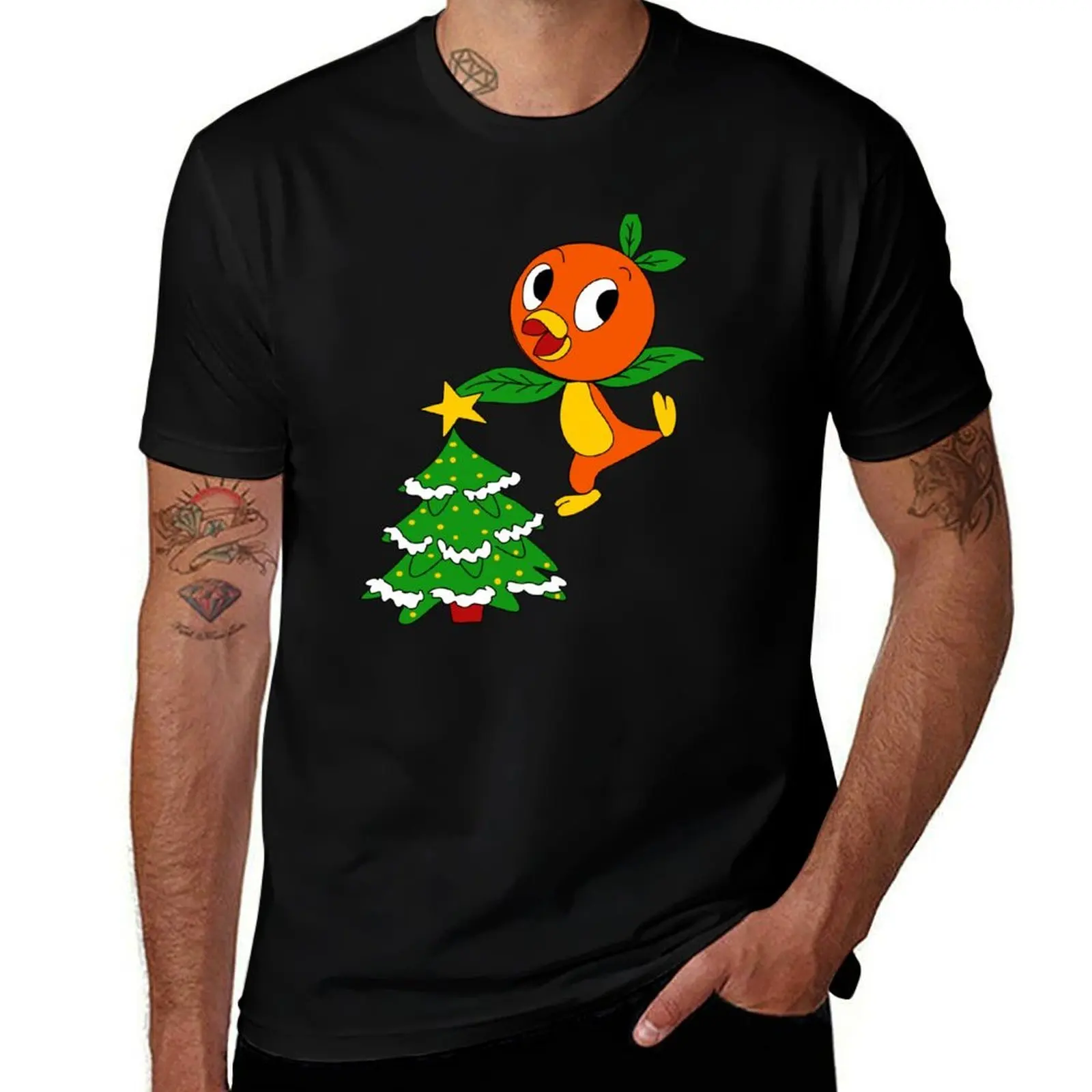 

Orange Birdie Christmas on Blue T-Shirt t shirts for man graphic tees t shirt man cotton graphic t shirts for man T-shirt