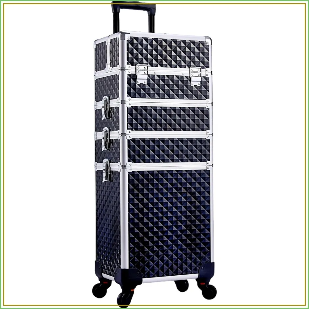 

Rolling Makeup Train Case 4-in-1 Transformable Cosmetology Case on Wheels, Large Makeup Cart with 4 Extendable Trays, Lockable Nail Supply Storage, Travel Makeup Case for Professionals