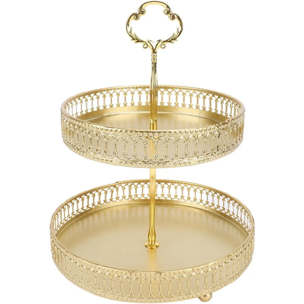 Vassoio a più livelli - Supporto da portata in metallo a 2 livelli per frutta, dessert e snack - Montaggio facile, display di grande capacità per feste ed eventi