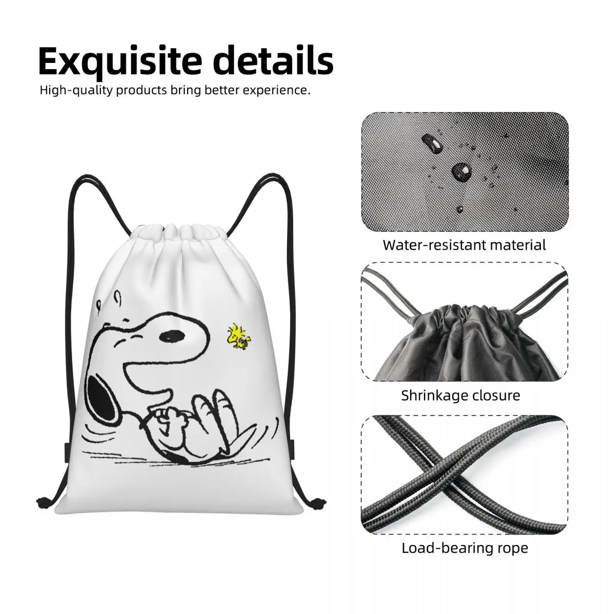 Mochila personalizada con cordón para hombre y mujer, saco ligero de entrenamiento deportivo para gimnasio, s-snoopys Laugh