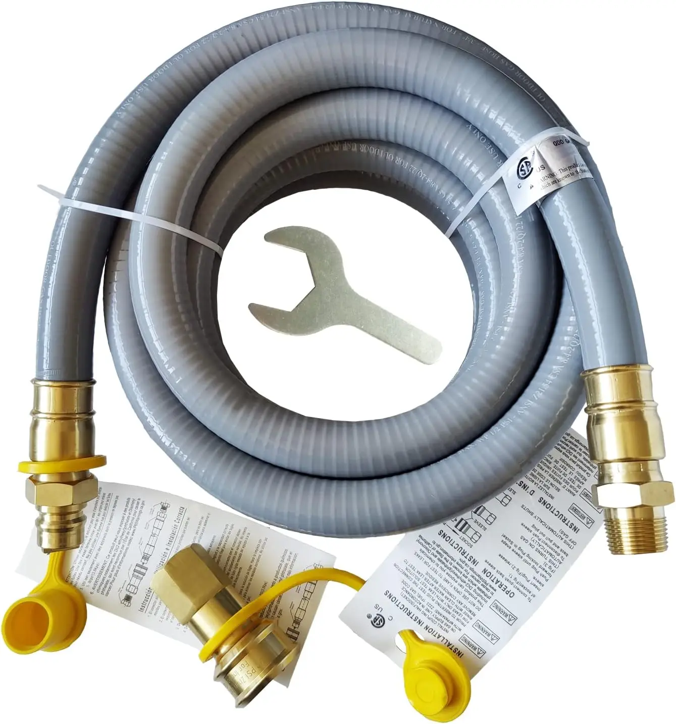 

15FT 3/4" ID Natural Gas Hose with 3/4 Quick Connect for Standby Generators, Long 3/4 Gas Flex Line Hose for NG/LP Propane Ap