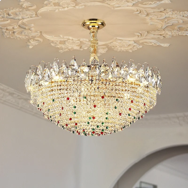

French Crystal Chandelier Modern High-end Living Room Lighting Fixtures Creamy Style Master Bedroom Dining Room Lights