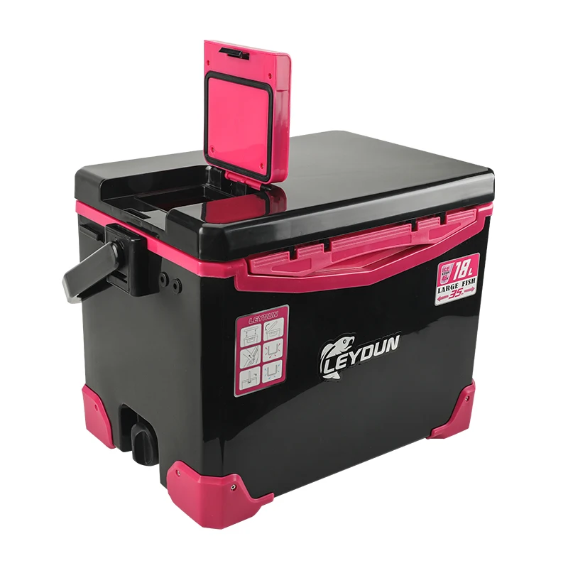 Leydun 18L صندوق تبريد الصيد صندوق معالجة في الهواء الطلق خزان أدوات والعتاد تخزين الأسماك الصيد البحري مع أدوات ثقوب الهواء المحمولة