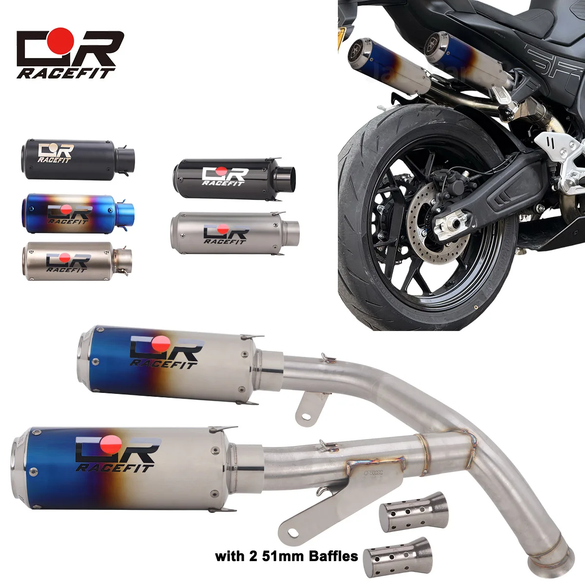 Motorcycle Exhaust Modified Link Pipe Middle Connect Slip On Muffler Escape System Fit CF-MOTO 500SR 500Voom 2024 2025 2026