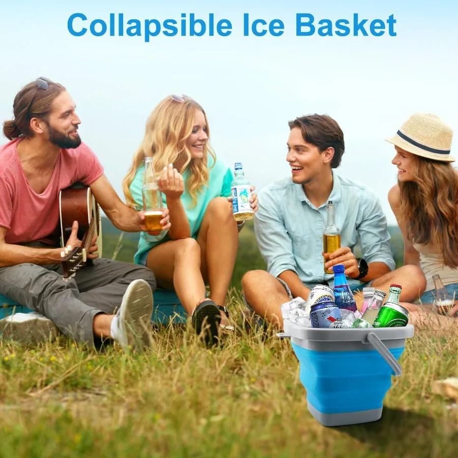 دلو ممسحة قابل للطي ودلو للثلج 5L 1.3 جالون للتنظيف المنزلي من السيليكون مماسح الغبار دلو مستلزمات تنظيف الحمام المحمولة #5