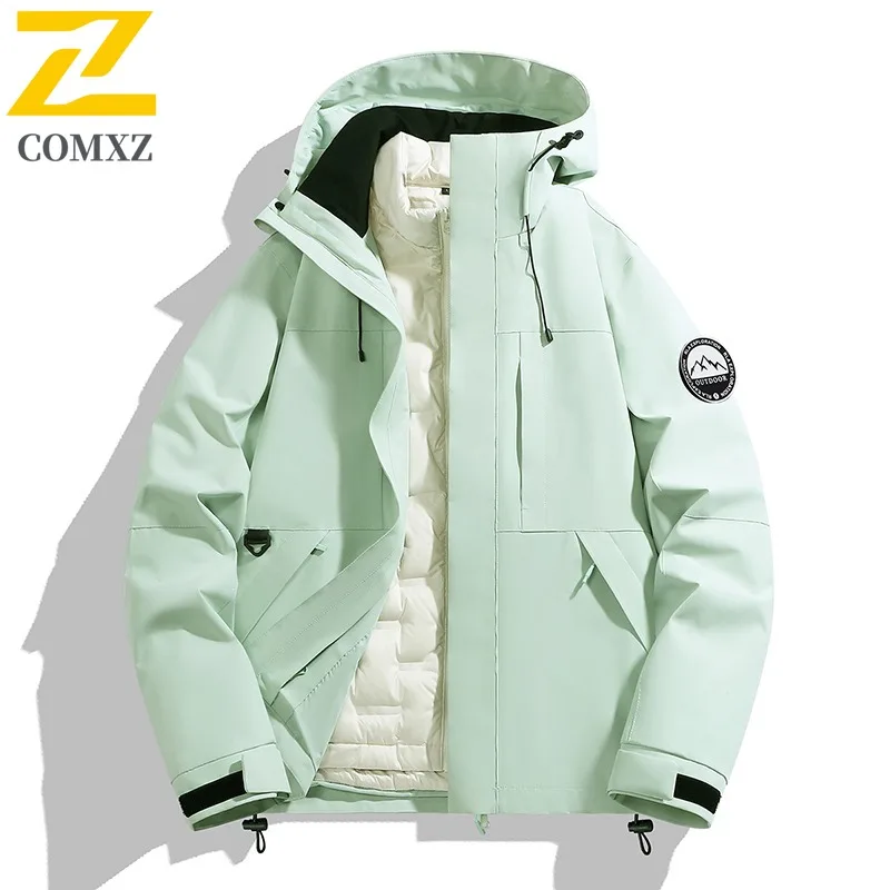 COMXZ Men Winter Jacket Heat-Retaining Warm Windproof Waterproof Hiking Puffer Jacket Skiing Functional Outdoor Down Jacket