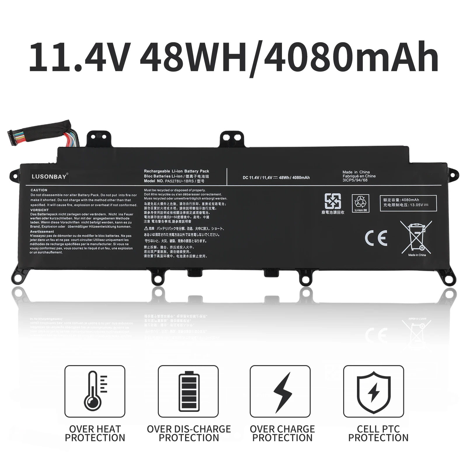 LUNSONBAY PA5278U-1BRS Laptop battery For Toshiba Portégé X30-D-123 X30-E X30-F Tecra X40-D-11F X40-E X40-F X40-D-145 X40-D-14M