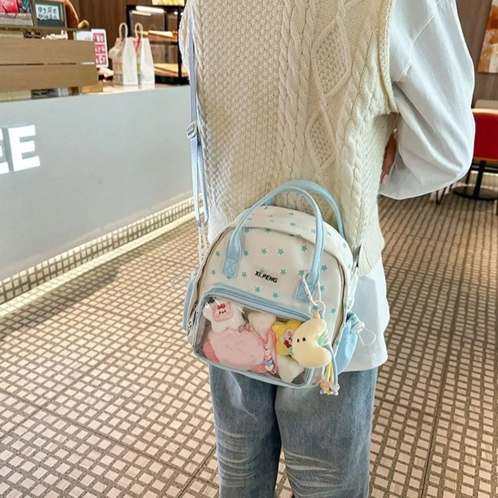 

Нейлоновые прозрачные рюкзаки Itabag со звездным принтом двойного назначения с прозрачными карманами, японские рюкзаки на одно плечо Y2k, уличные рюкзаки