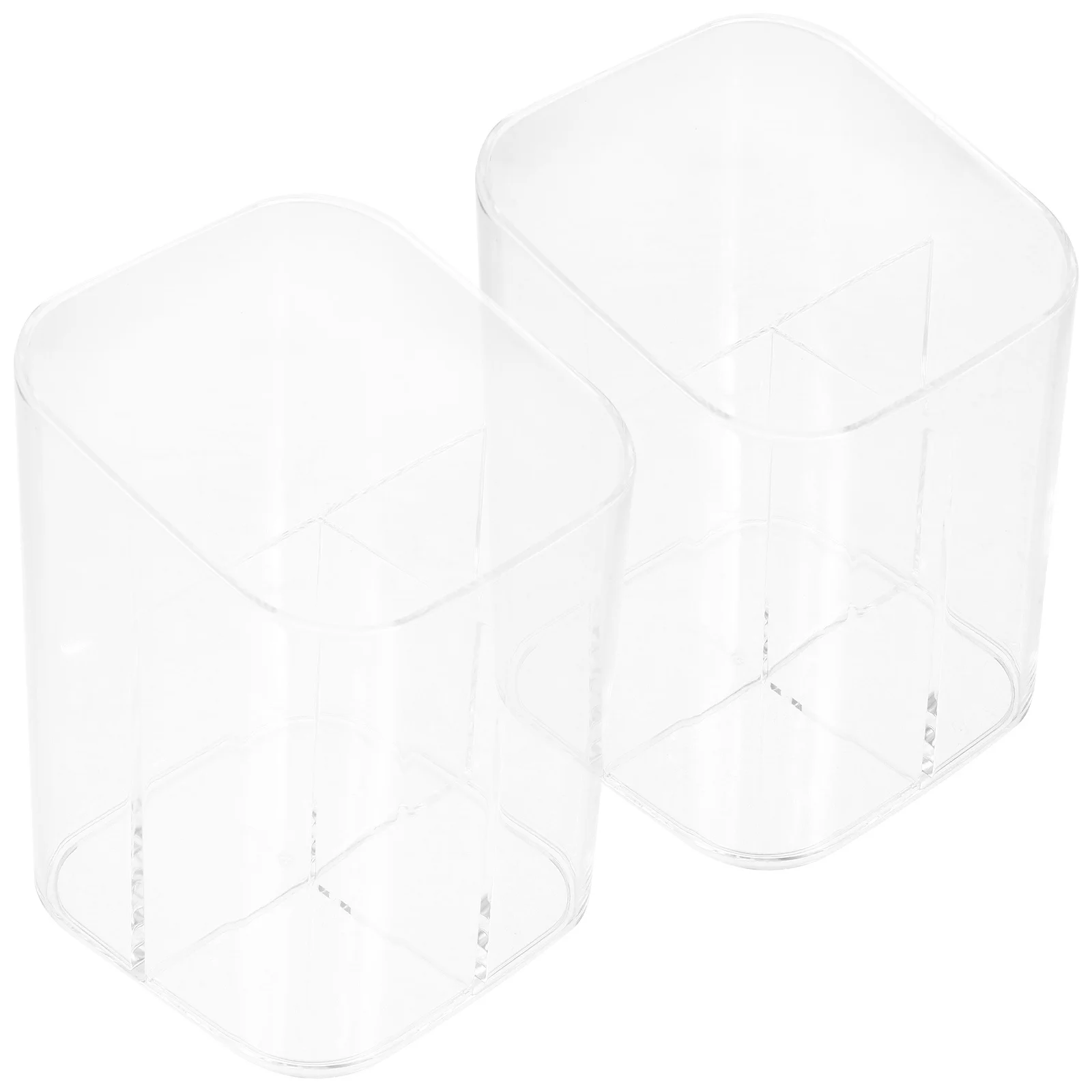 

2Pcs Makeup Brush Organizer Clear Plastic Brush Holder Cup for Makeup Brushes and Pens Compact Rotatable Design Smooth Edges No
