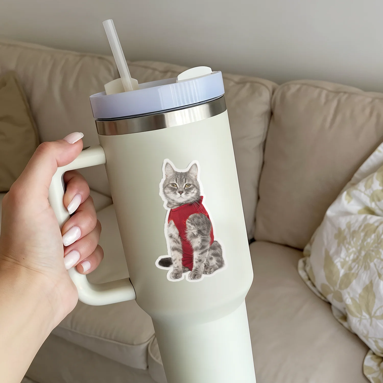 ملصقات مخصصة للحيوانات الأليفة ملصقات شخصية مقاومة للماء لصورك ملصقات شعار مخصصة لطيفة لكوب الكمبيوتر المحمول، ديكو حفلة عيد الميلاد #5