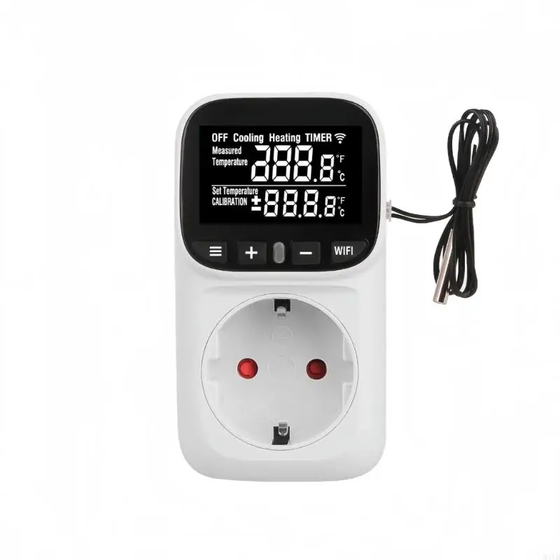 

Adjustable Thermostat Socket Switches Temperature Heating Cooling Controllers Socket for Indoor, Greenhouses Enduring M4YD