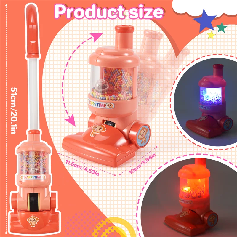 Ysun-crianças aspirador de pó elétrico simulação coletor de vácuo crianças fingir limpeza educacional mini vácuo