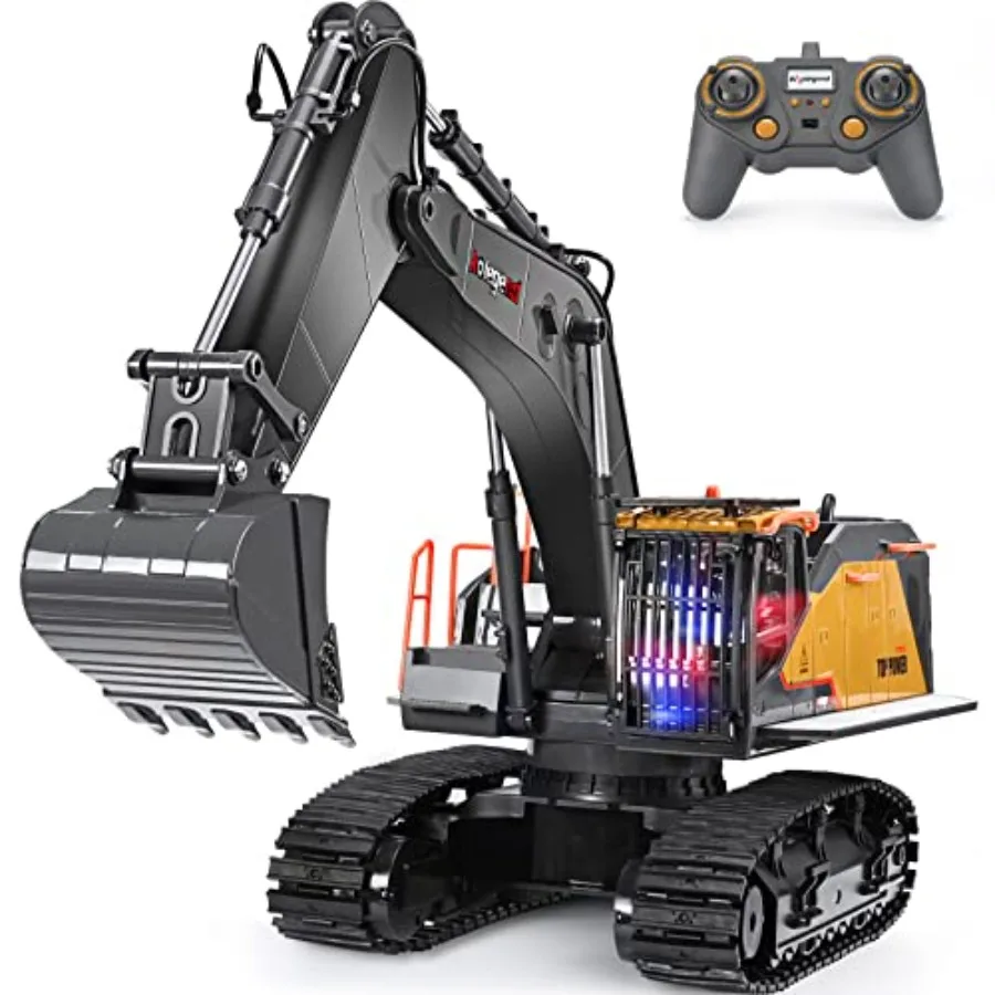

Remote Control Excavator Toy for outdoor play, metal shovel ABS plastic body, yellow-gray color, 22-channel full-function contr