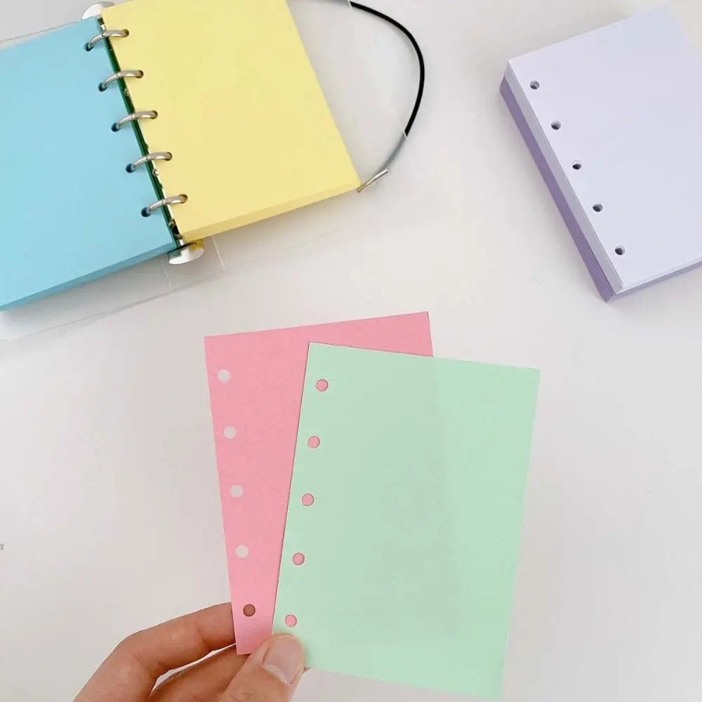 50Sheets A8 M5 Loose Leaf Refill Paper Candy Color 5-Ring Refill Spiral Binder Inner Pages Paper Stationery Inside Paper