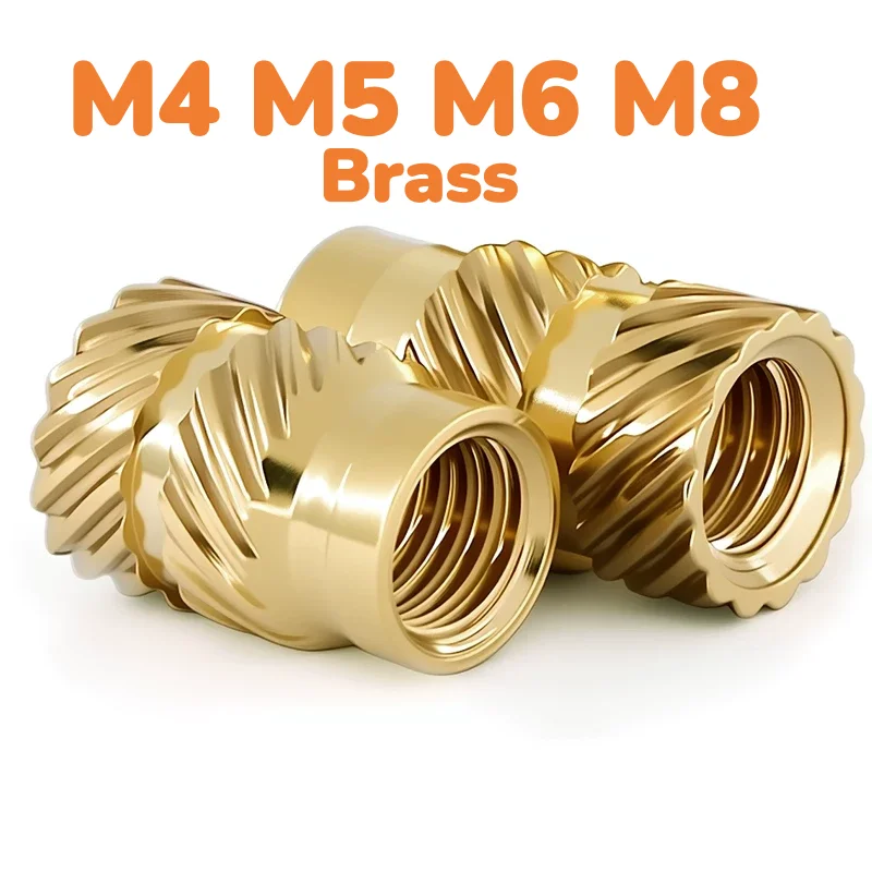 Heat Brass Insert Nut Double Twill Knurle Molding Injection Embedment Thread Hot Melt Nuts For 3D Printing M4 M5 M6 M8