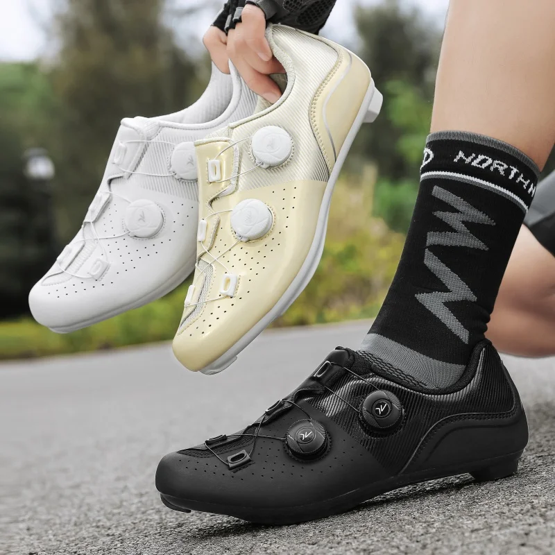 Speed Cycling Sneaker Men\'s Road Cycling Shoes Cleat Shoes Spd Shoes Cycling Flat Pedal Shoes Man Bike Outdoor Footwear White