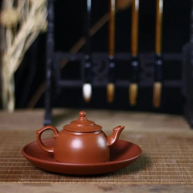 Chaozhou Hand-pulled Red Clay Phoenix Platform Teapot, Mini 120cc 2-Cup Kung Fu Tea Pot, Household Zisha Brewing Teapot