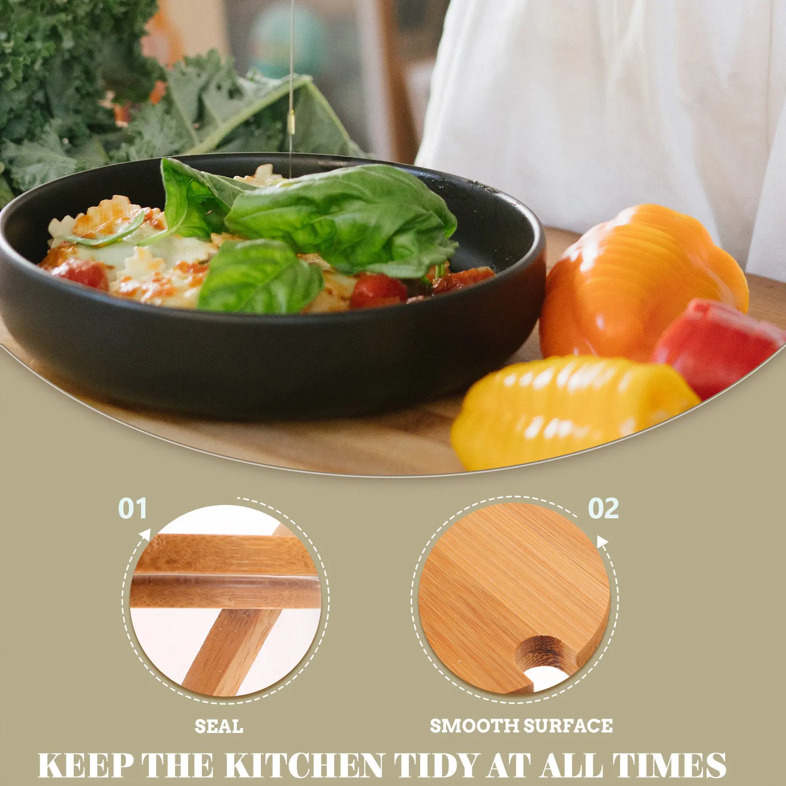 Juego de 1 tarro de especias de bambú con superficie lisa, tapa, cuchara y bandeja para almacenar albahaca, ajo, comino, pimentón, sal, pimienta y azúcar