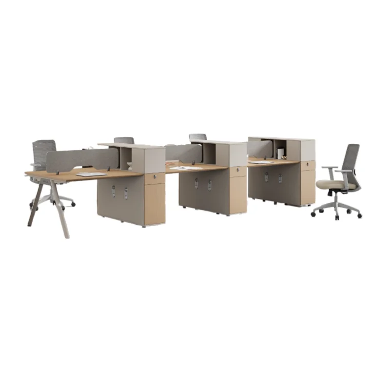 

Office Clerk Desk Staff Computer Desk Durable Rectangular Modern Executive Desk with Baffle and Locker