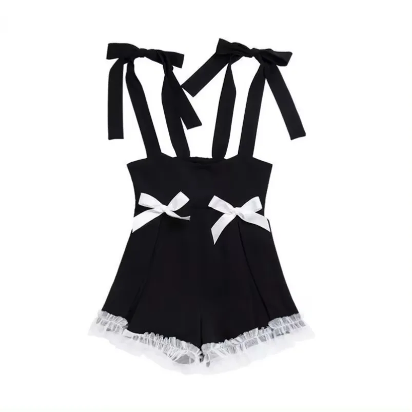 

Japanese Style Gothic Lolita Sets Girly Sweet Kawaii Bow Tulle Patchwork New Shorts Pants White Blouse Women Cute Outfits