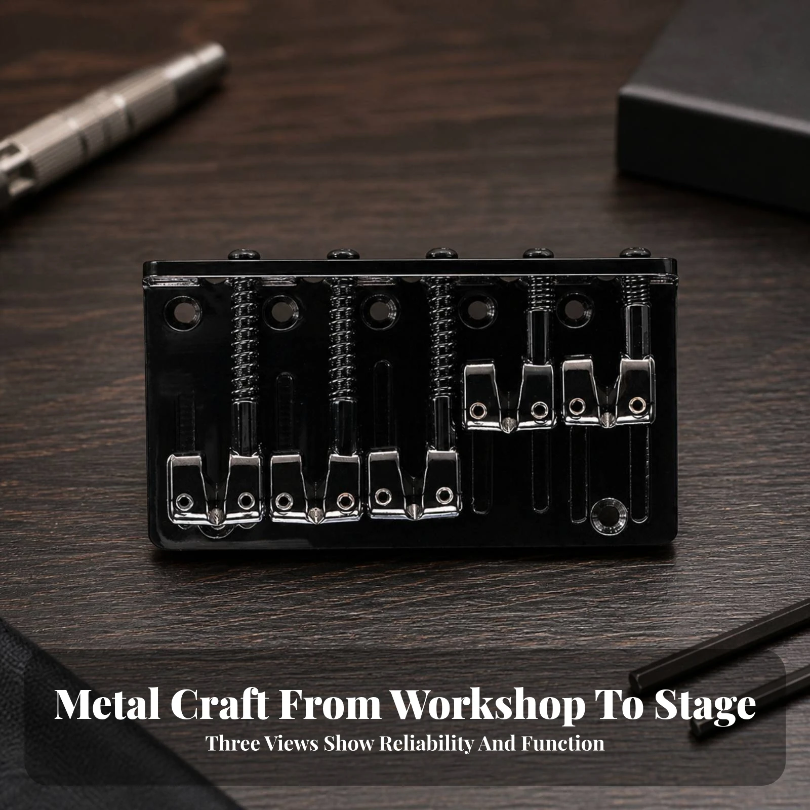 Metal Guitar Bridge Adjustable Guitar Bridge with Saddles Saddle Low-Profile for Guitarists, Custom Builds